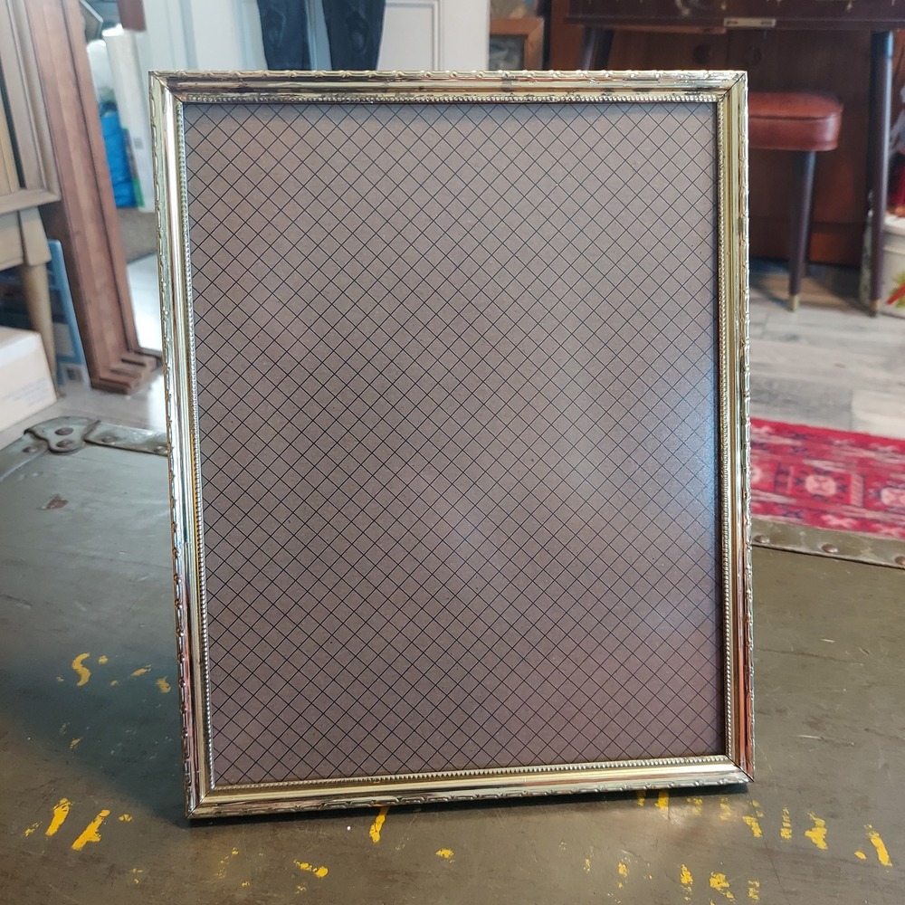 Vintage Gold Metal 8x10 Picture Frame Embossed Floral Beaded Border Tabletop